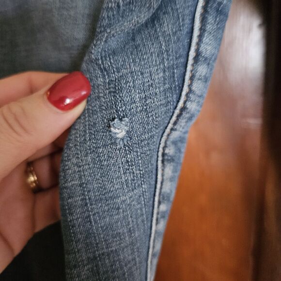 American Eagle Men’s Slim Straight AirFlex Jeans 30x34 Destroyed Denim - Picture 4 of 10